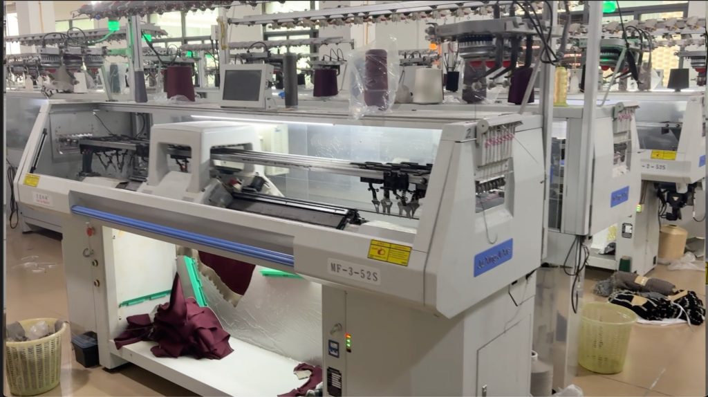 Knitwear manufacturing workshop at Omes Knitwear in Dongguan China